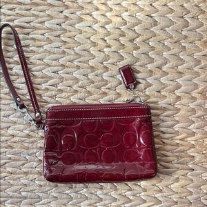 Coach Maroon Embossed Wristlet